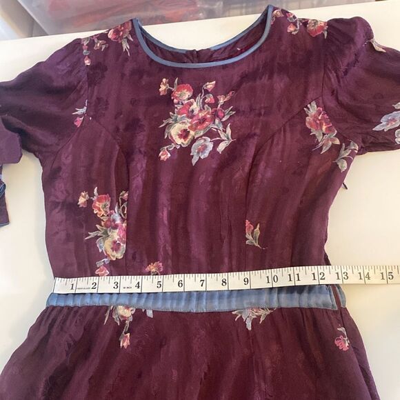 Vintage Purple Floral Long Sleeve Maxi Dress Size Small - Picture 10 of 16